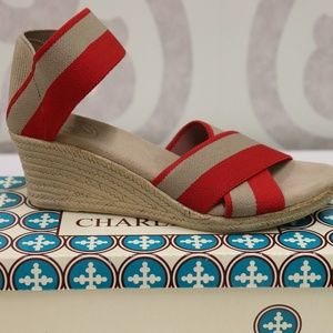 Charleston Shoe Co Cannon Sandal Red Tan Mix NWT
